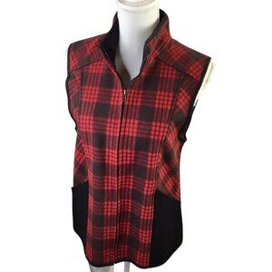Stormy Kromer Ida Vest Wool Blend Buffalo Plaid Red Black Women's M Full Zip USA